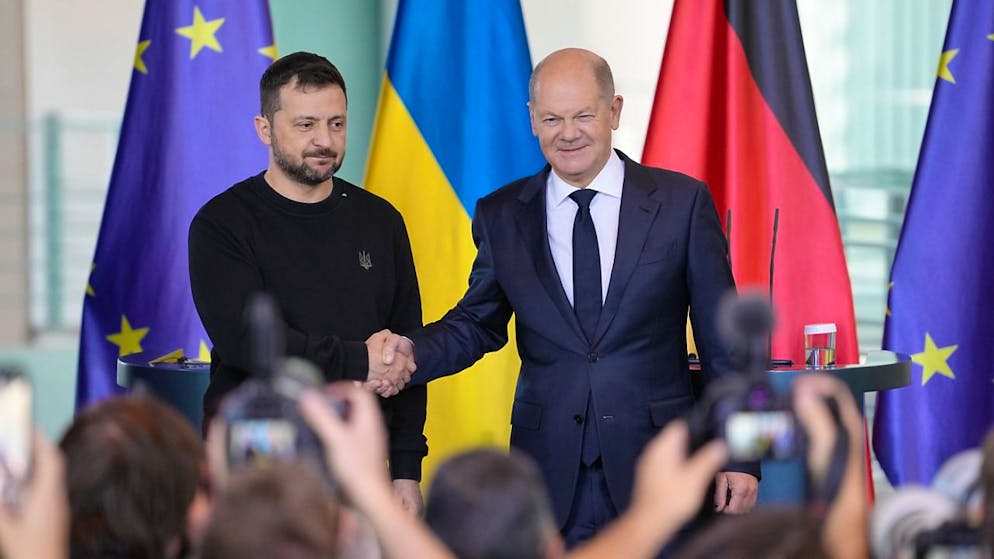 Der ukrainische Präsident Selenskyj ist zu einem eintägigen Besuch in Deutschland. Foto: Kay Nietfeld/dpa