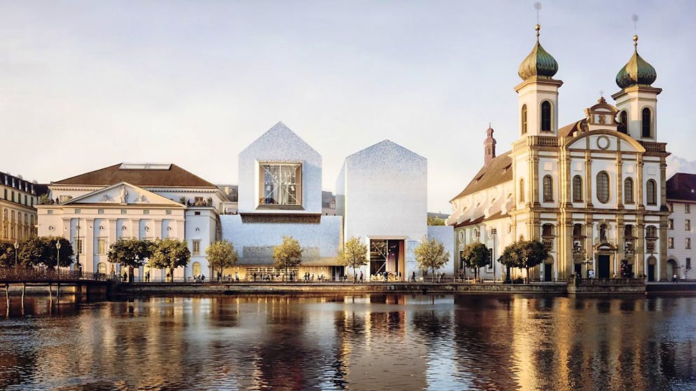 Das Projekt für ein neues Luzerner Theater sieht den Erhalt des heutigen Theaters und einen Anbau vor. Das 2022 vorgestellte und hier abgebildete Projekt wurde zwischenzeitlich überarbeitet. (Archivaufnahme)