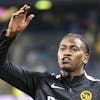 Double scorer YB's Joel Monteiro celebrates at the conclusion of the Uefa Champions League playoff soccer match between Switzerland?s BSC Young Boys and Turkey?s Galatasaray Istanbul, at the Wankdorf stadium in Bern, Switzerland, Wednesday, August 21, 2024..(KEYSTONE/Alessandro della Valle)