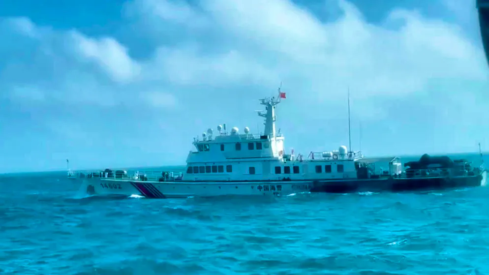 HANDOUT - A Chinese Coast Guard boat passing by the coast of the Matsu Islands in Taiwan. Photo: Uncredited/Taiwan Coast Guard/TAIWAN PRESIDENTIAL OFFICE via AP/dpa - ATTENTION: For editorial use only and only with full attribution to the above credit