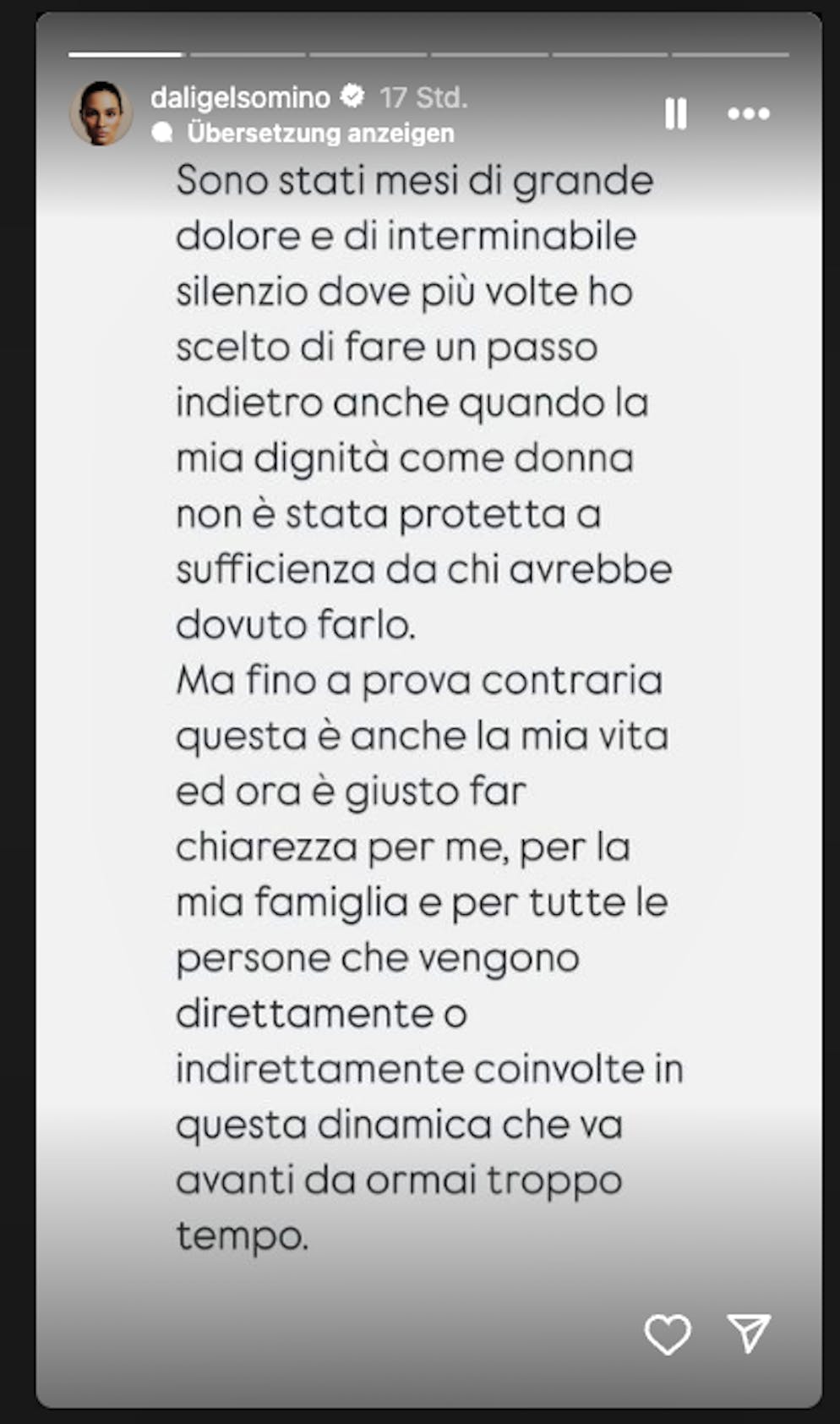 «Es waren sehr schmerzhafte Monate», schreibt Dalila Gelsomino über die Trennung von Eros Ramazzotti auf Social Media.