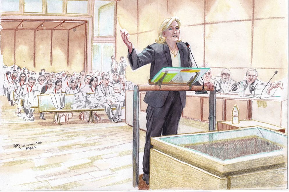 «Madame la présidente, mon sentiment... c'est qu'il n'y a zéro preuve, zéro élément probant», a insisté Marine Le Pen mercredi au tribunal.