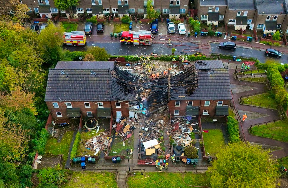 Seven-year-old boy dies in explosion in England - Gallery. Massive destruction in a row of houses in a residential street in the English city of Newcastle after an explosion.