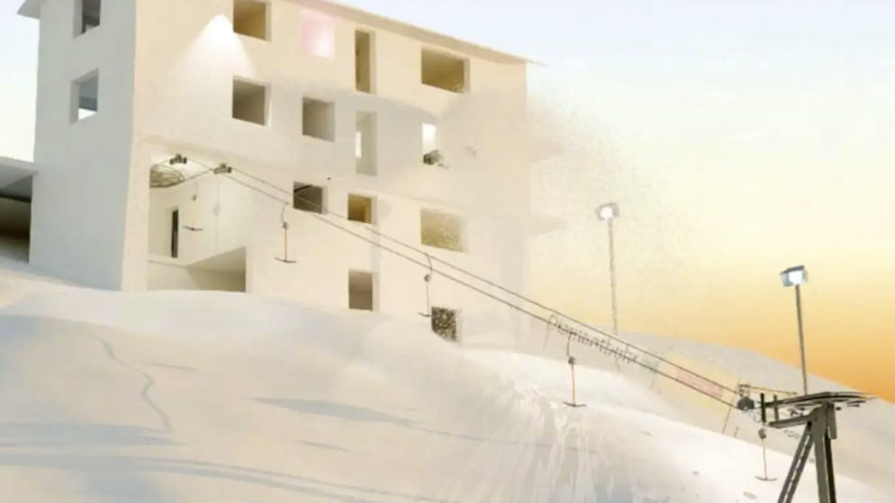 T-bar lift in a residential building, 20-metre slope. The world's smallest ski resort is to be built in St. Gallen