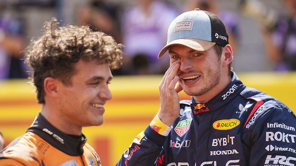 Lando Norris (left) arrives in Austin for the main race in the Pole Position, Max Verstappen in 31 days since