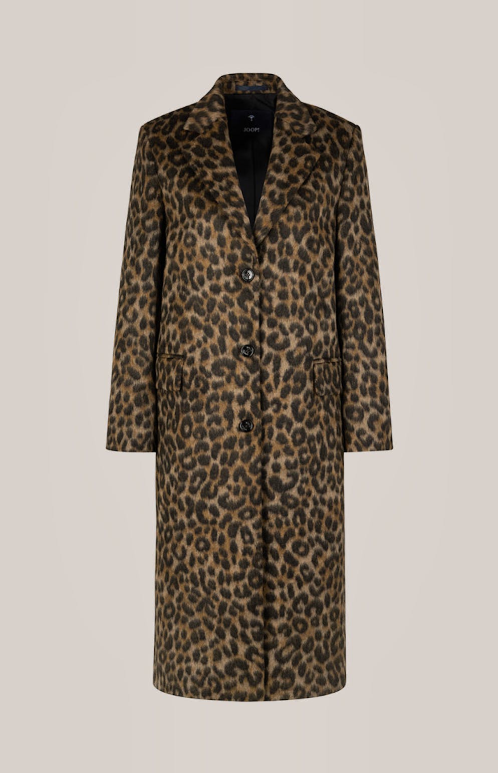 7. Jacken- und Mantel-Trend: Leo-Muster. Mantel mit Reverskragen von Joop! für 629 Franken.