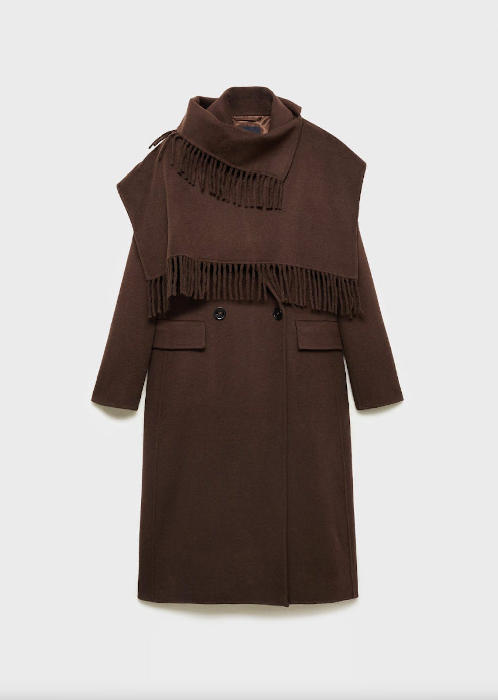 5. Jacken- und Mantel-Trends: Schal integriert. Braunes Modell von Mango für 359.95 Franken. 