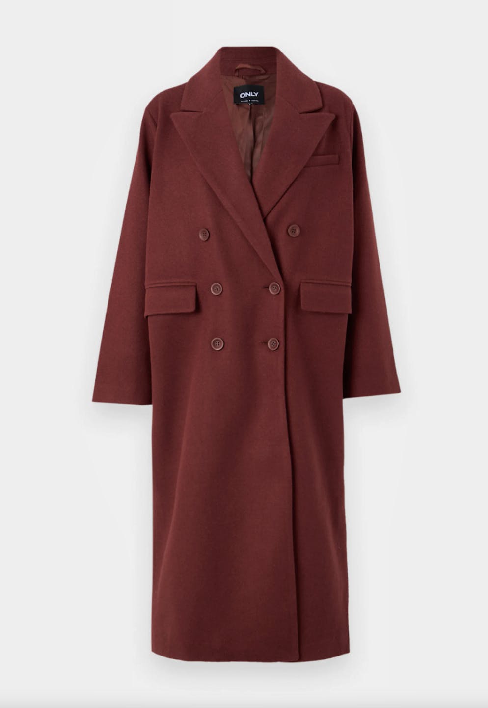 5. Jacken- und Mantel-Trends: Wollmäntel. «Onlaugusta»-Oversized-Coat in der Farbe «Rum Raisin» von Only für 100 Franken, via Zalando.