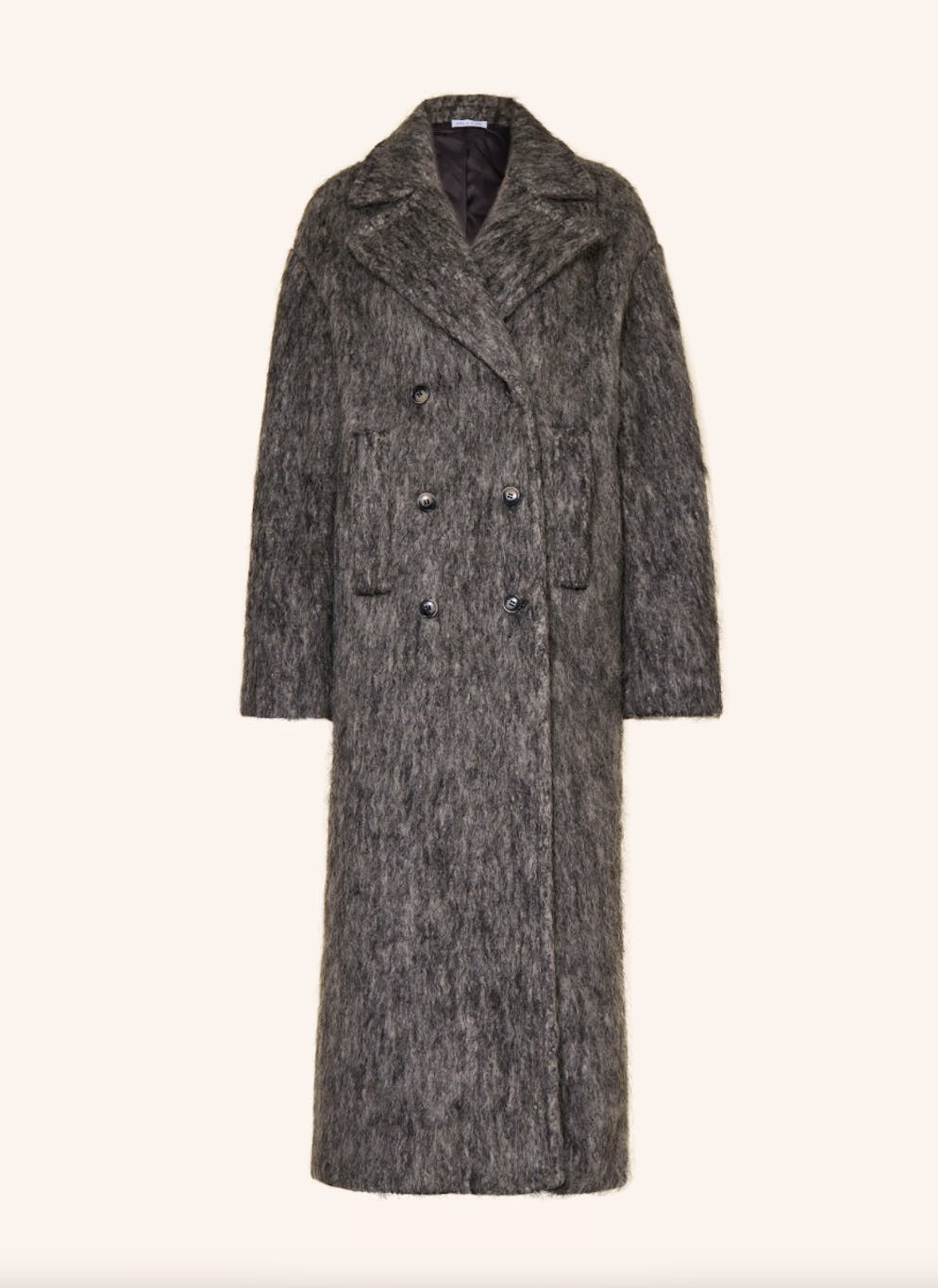 1. Jacken- und Mantel-Trends: Überlänge. Grauer Mantel mit Mohair von Mrs & Hugs für 329 Franken, via Breuninger.