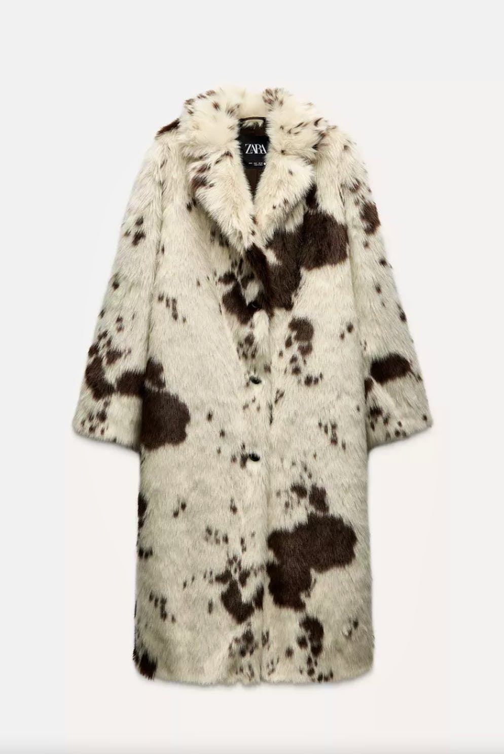 2. Jacken- und Mantel-Trends: Fake Fur. Mantel aus Kunstfell mit Animal-Print von Zara für 259 Franken. 