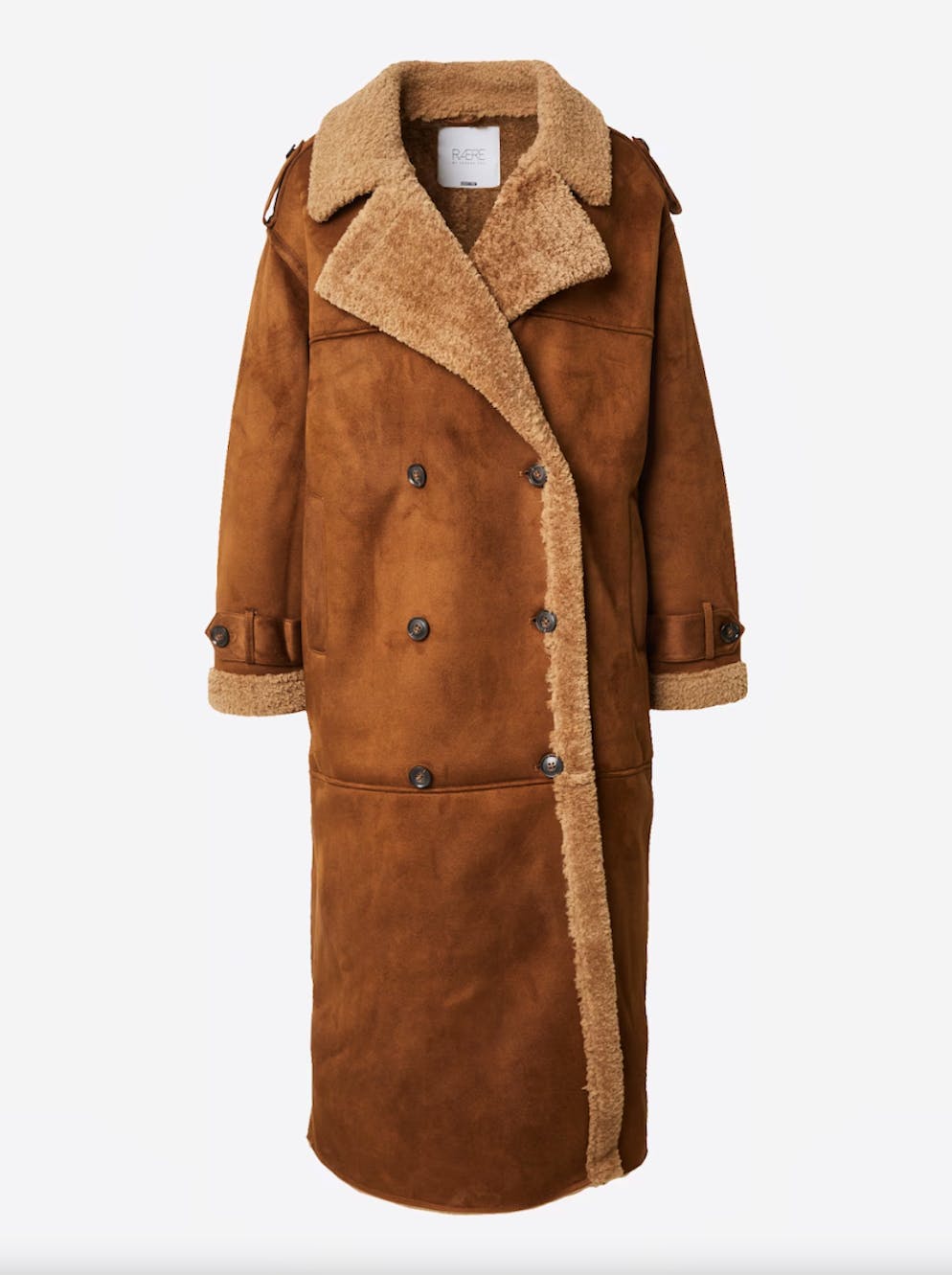 3. Jacken- und Mantel-Trend: Shearling. Karamellfarbener Mantel «Grace» von RÆRE by Lorena Rae für 197 Franken, via About You.
