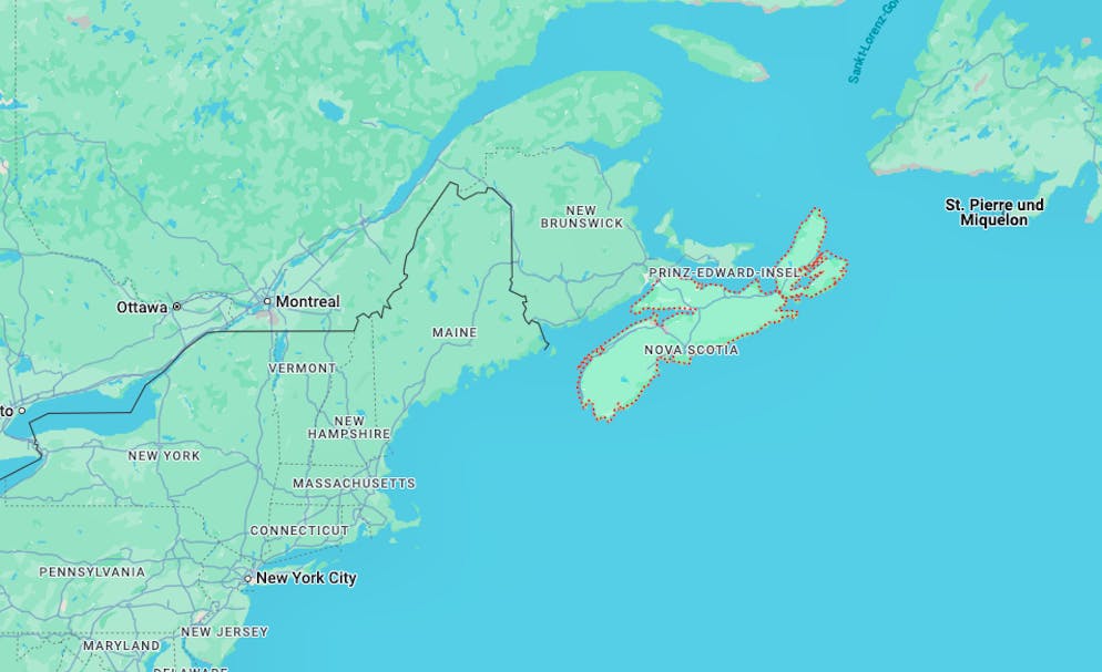 Die Provinz Nova Scotia liegt an der Ostküste von Kanada. 