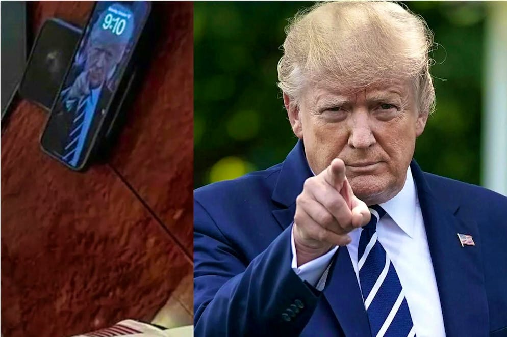 We had a hunch. Donald Trump's cell phone wallpaper is: Donald Trump.