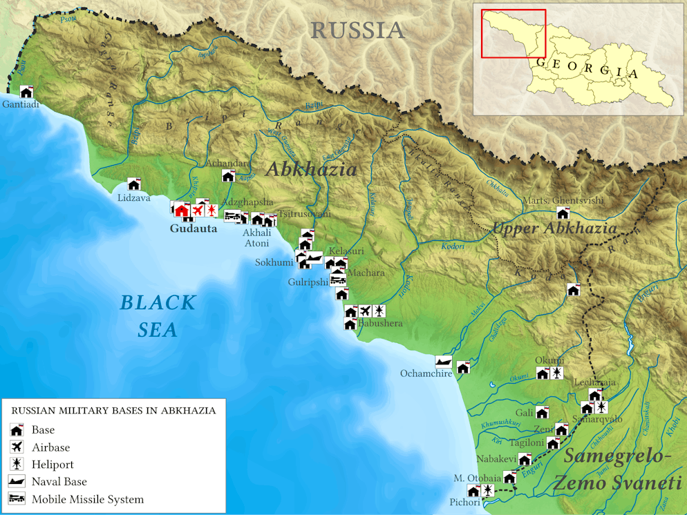 Russian military bases in Georgian Abkhazia.