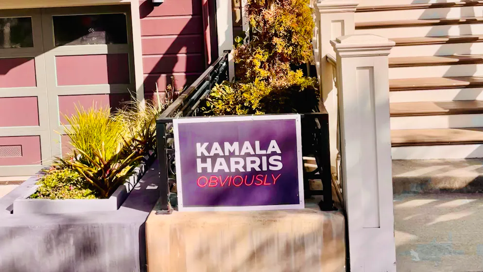 Ein Trump-Wahlkampfschild sucht man im ehemaligen Hippieviertel Haight – wie in ganz San Francisco – vergeblich. (30. Oktober 2024)