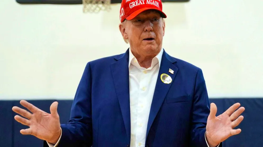 Republican presidential candidate and former US President Donald Trump speaks after voting. Photo: Evan Vucci/AP