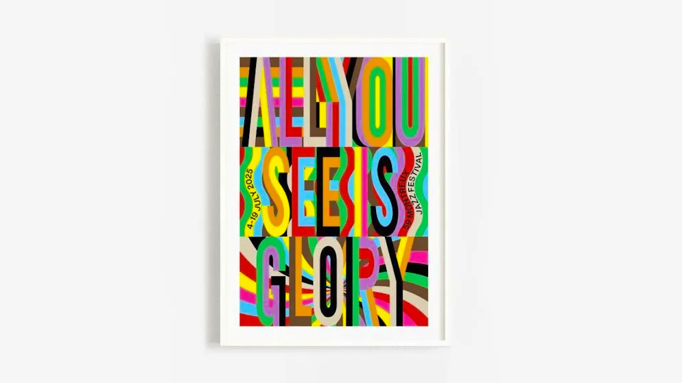 The artist Lakwena from London has designed the poster for the 59th Montreux Jazz Festival. In bold colors, it is based on the song line "all you see is glory" by Janis Ian.