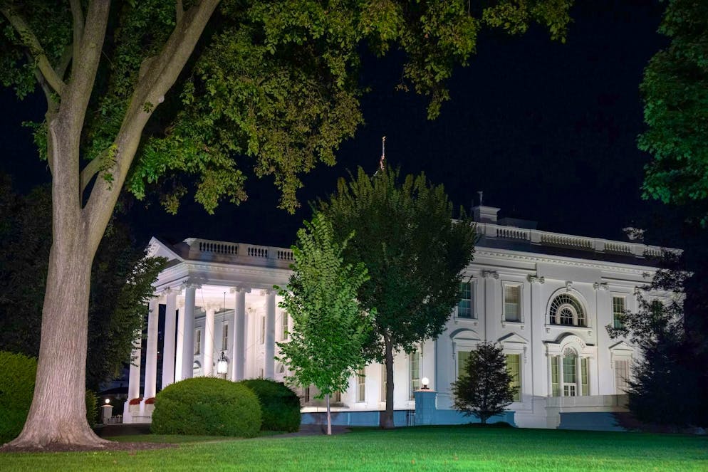 The White House can be seen in Washington.