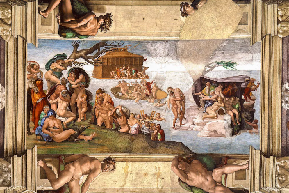 "Le Déluge" est l'une des fresques que Michel-Ange a peintes sur le plafond de la chapelle Sixtine au Vatican.