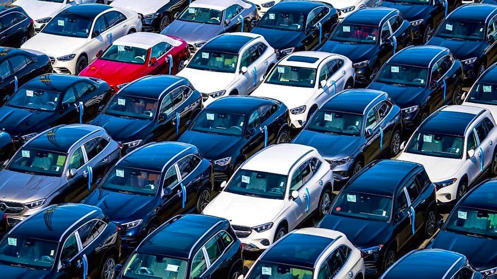 ARCHIVE - Cars parked on the premises of BLG Autoterminal Bremerhaven. Photo: Sina Schuldt/dpa