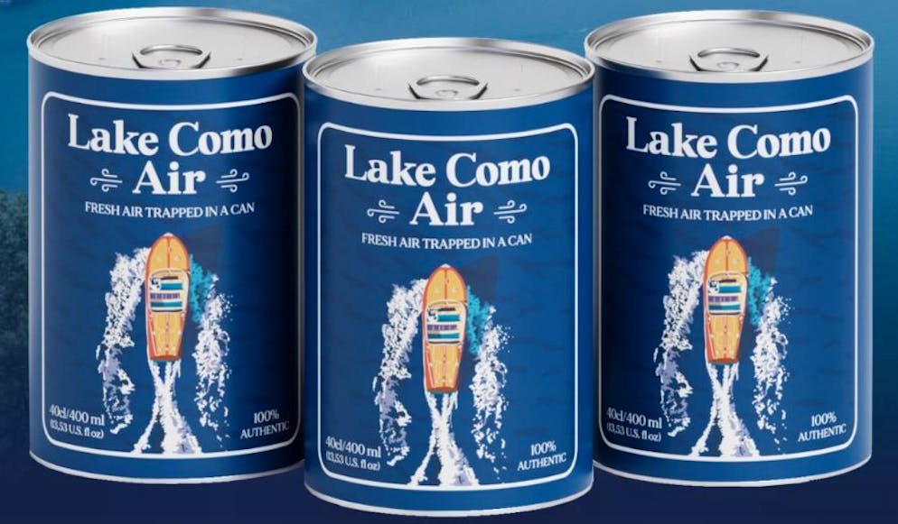 Lake Como Air è «100% autentica aria dal Lago di Como, intrappolata in una lattina».