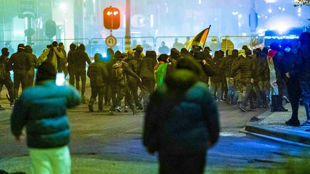 Riots broke out on the sidelines of the soccer match in Amsterdam.