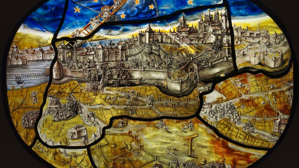 Le vitrail dit de l'Escalade (1603-1606) figure parmi les nombreuses pièces exposées au Musée de l'Ariana dans le cadre de l'exposition "Post Tenebras Lux" qui débute vendredi prochain, avec un vernissage la veille au soir.