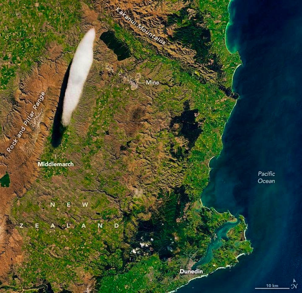 Image du nuage "Taieri Pet" en Nouvelle-Zélande.