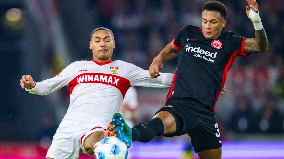 Stuttgart's Enzo Millot (left) in action against Frankfurt's Tuta.