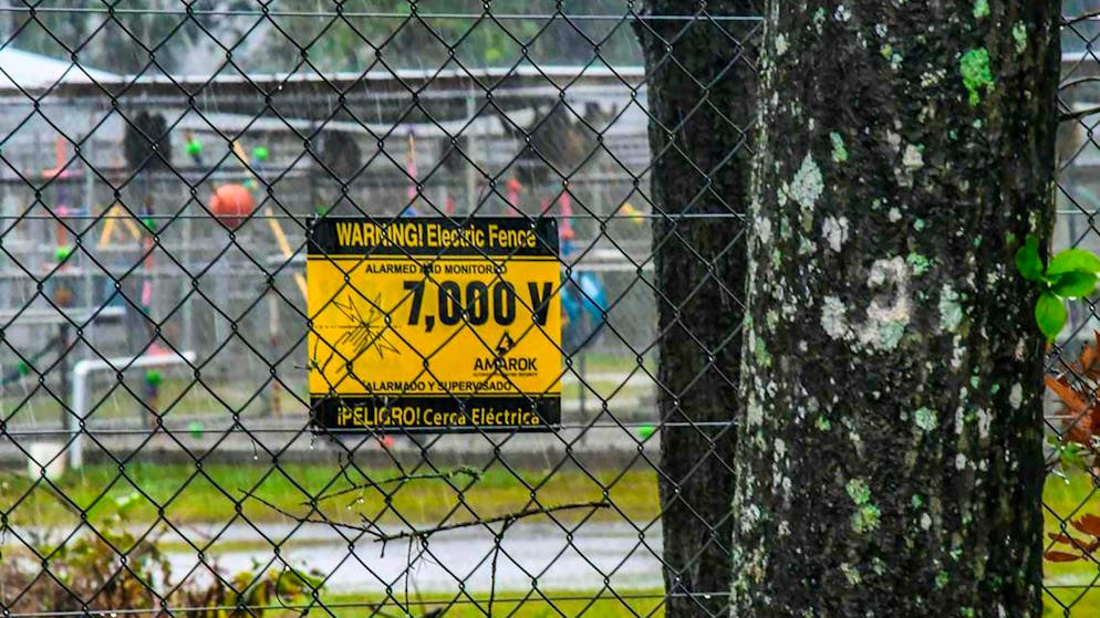 A monkey enclosure of the Alpha Genesis company in South Carolina.