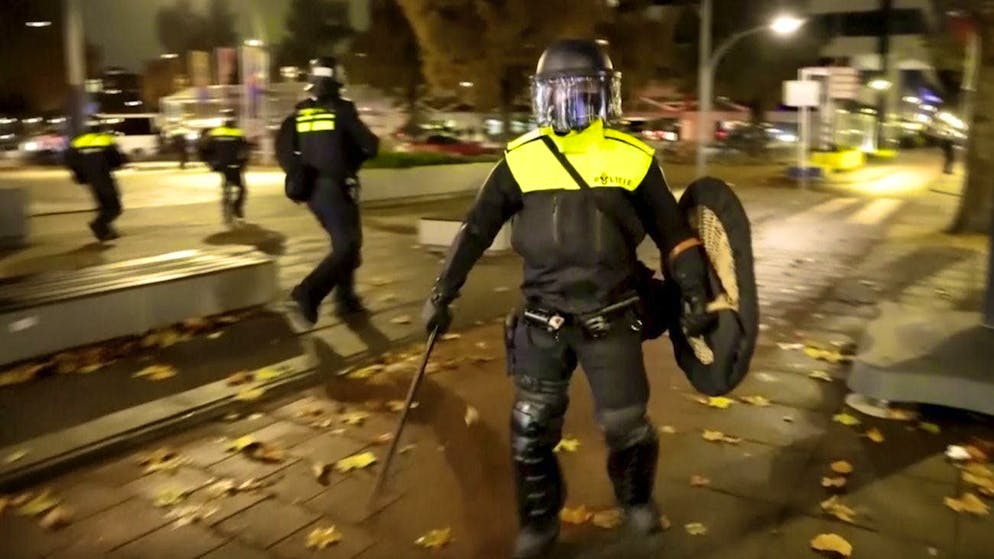 Police on duty in Amsterdam on November 11.
