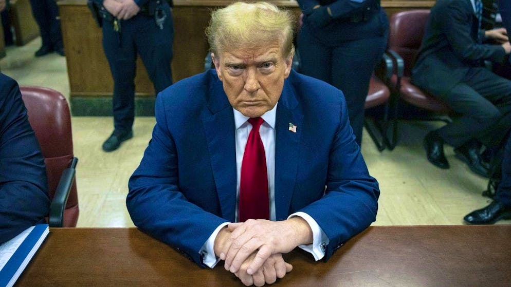 Donald Trump - here in court in Manhattan - can hope for a smooth end to the hush money trial after his election victory. (archive picture)