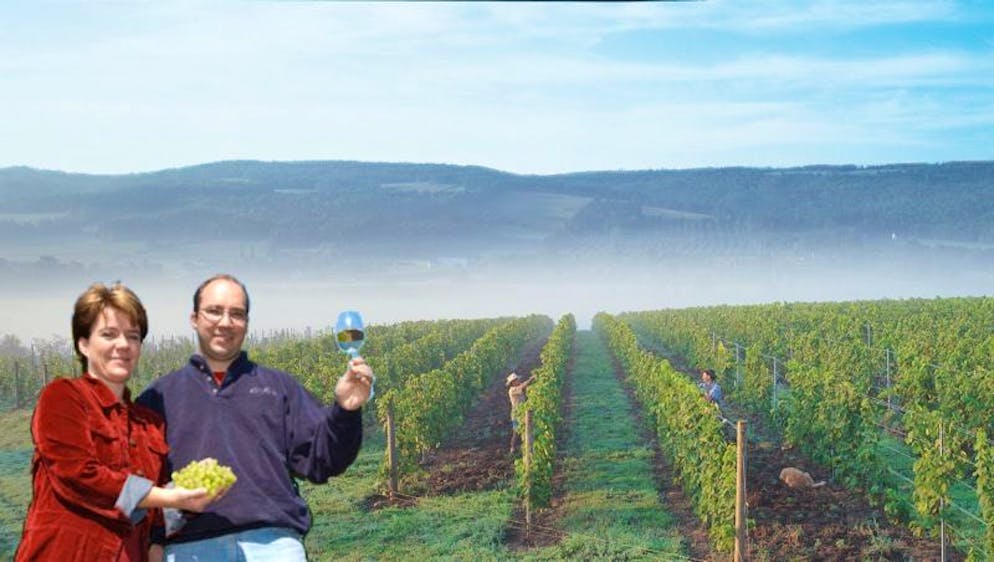 St. Gallerin lebt seit über 20 Jahren in Kanada. 2000 öffnete das Weingut Grand Pré seine Türen. Auf dem Foto: Beatrice zusammen mit ihrem Bruder Jürg. 