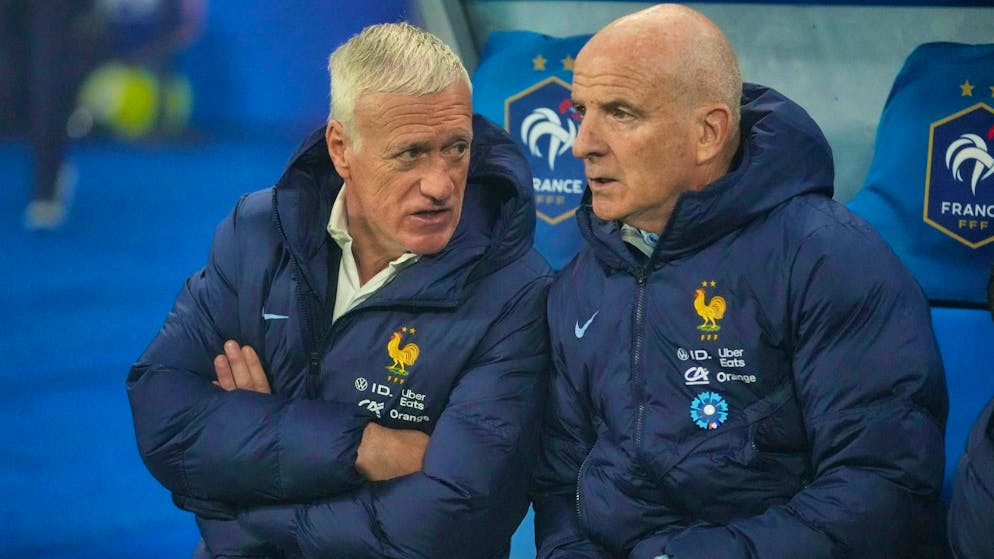 Didier Deschamps (left) explains the renewed absence of captain Kylian Mbappé.
