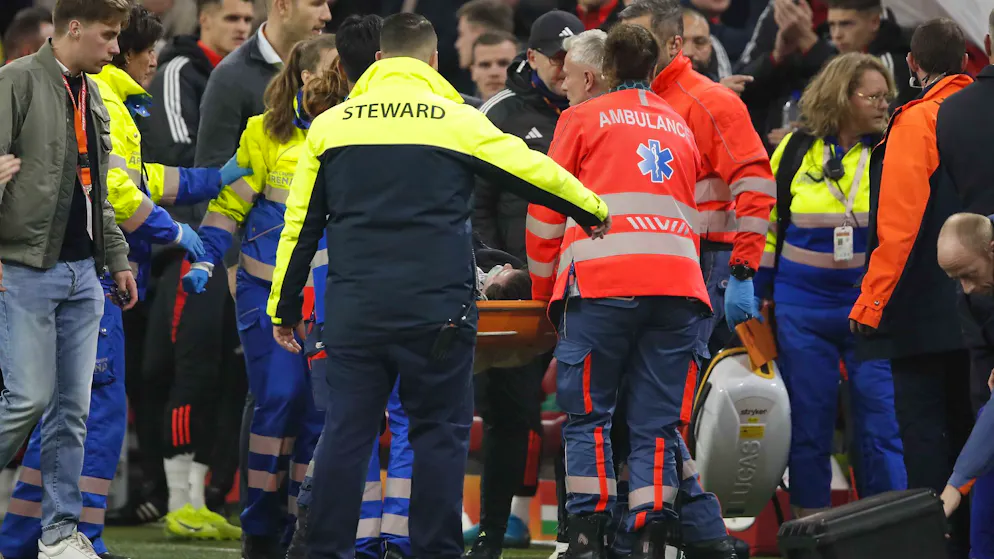 Medical emergency. Ex-Basel pro Adam Szalai collapsed during Holland's match against Hungary