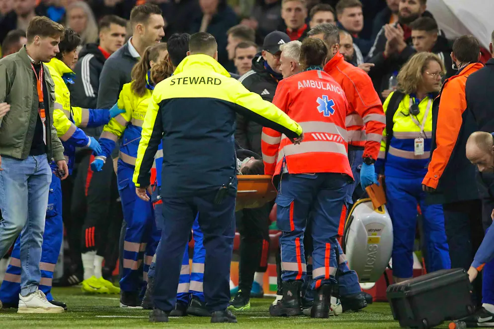 A medical emergency occurred during the match in Amsterdam.