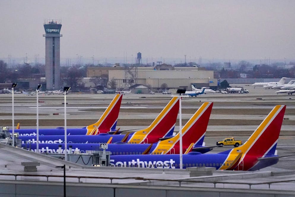 The Kugel slides into the cockpit of a Southwest Airlines machine.