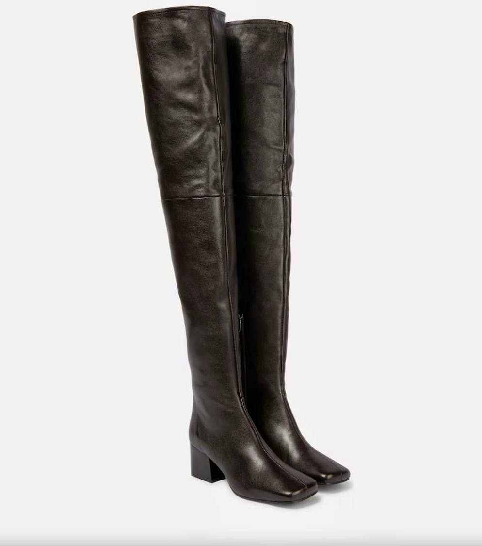 Shoe trend 5: Overknees. Leather boots by Lemaire for 1089 francs, via Mytheresa.