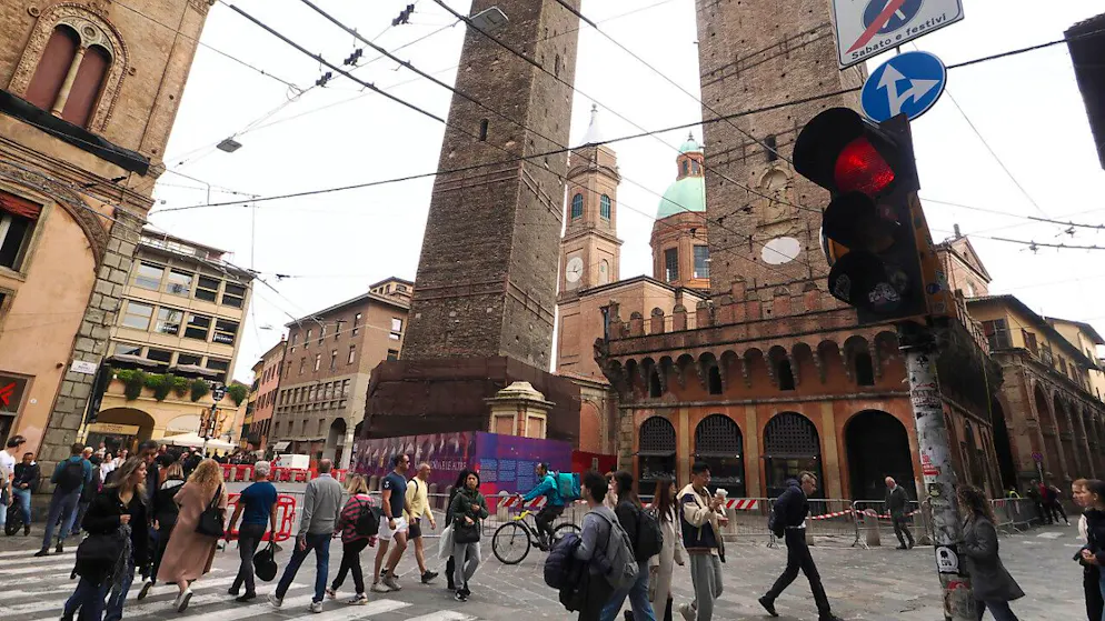 Il centro di Bologna, con le celebri torri