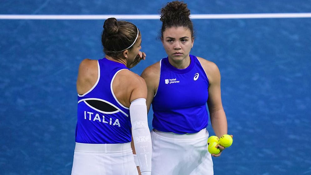 Erneute Final qualification in the Billie Jean King Cup: Sara Errani (left) and Jasmine Paolini compete for Italy in the separated match against Poland.