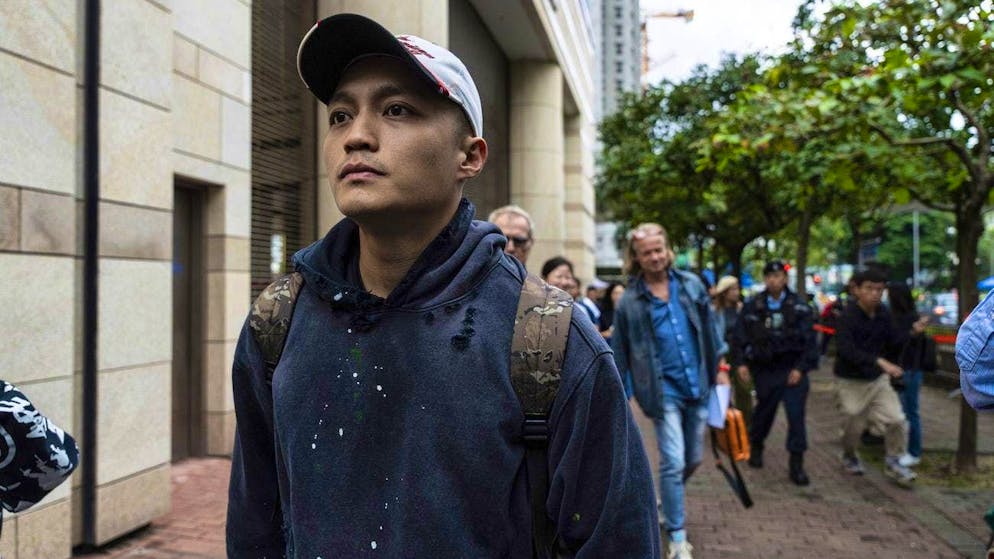 Lee Yue-shun, one of the defendants, outside the court in Hong Kong on Tuesday.