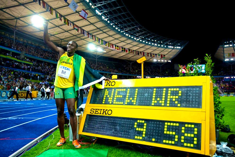 Usain Bolt presents his fabulous world record.