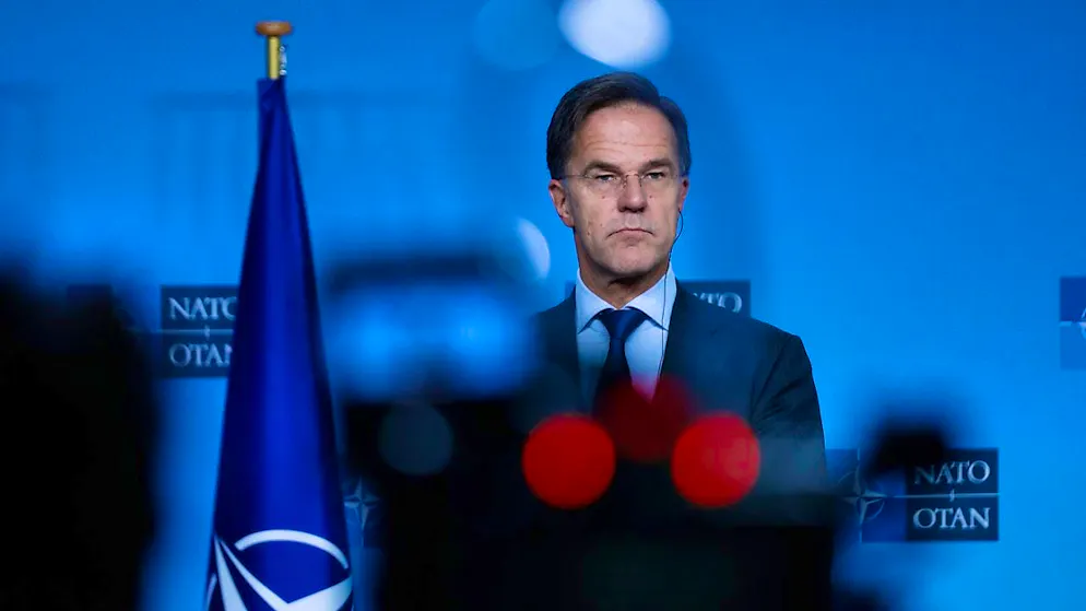 NATO Secretary General Mark Rutte makes a statement during a joint press conference with Romanian Prime Minister Ciolacu before a meeting at NATO headquarters. Photo: Omar Havana/AP/dpa