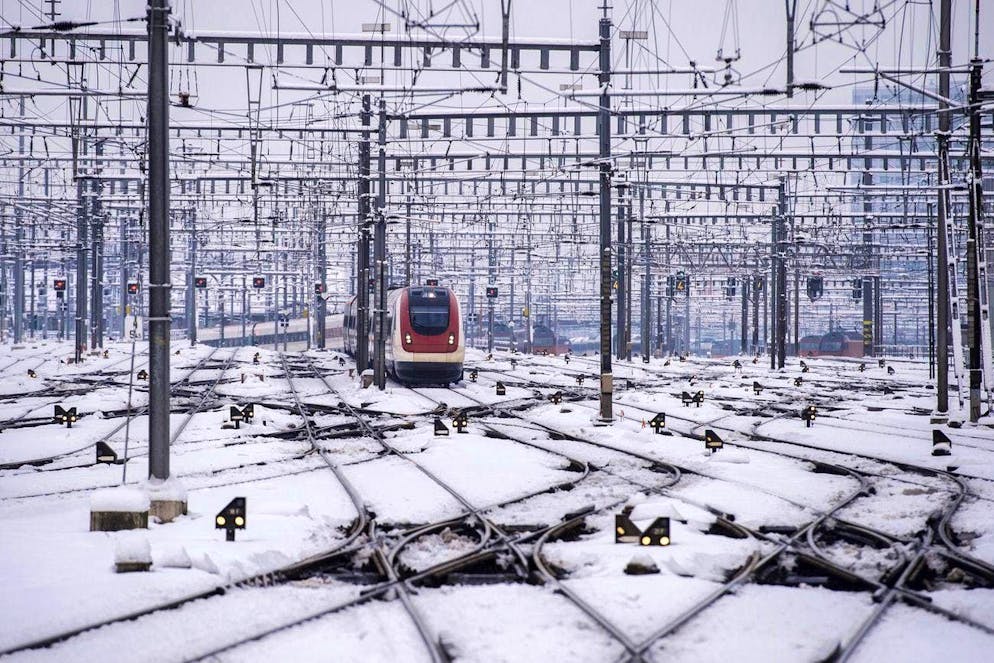 Many trains were delayed or completely canceled due to the snow.
