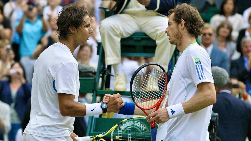 Rafael Nadal (left) and Andy Murray played each other a total of 24 times - here in 2011 at Wimbledon with the better end for the Spaniard.