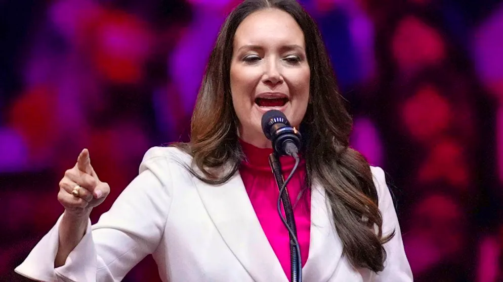 ARCHIVE - Brooke Rollins speaks at a campaign event at Madison Square Garden, October 27, 2024, in New York. Photo: Evan Vucci/AP/dpa