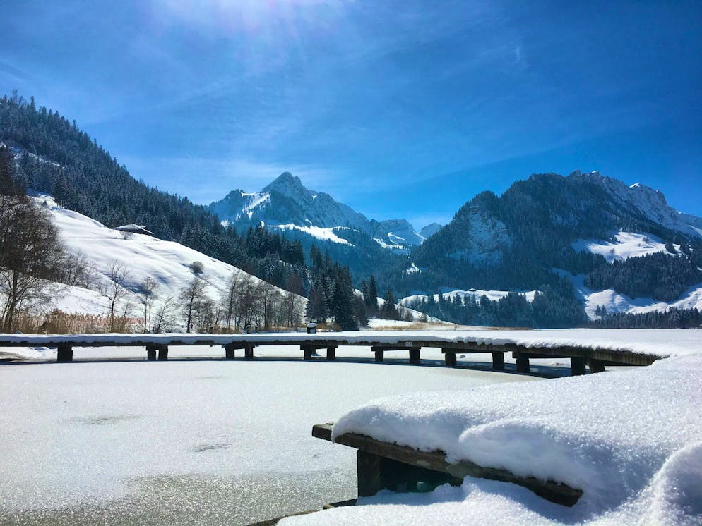 The wooden jetty at Seebad Gypsera.