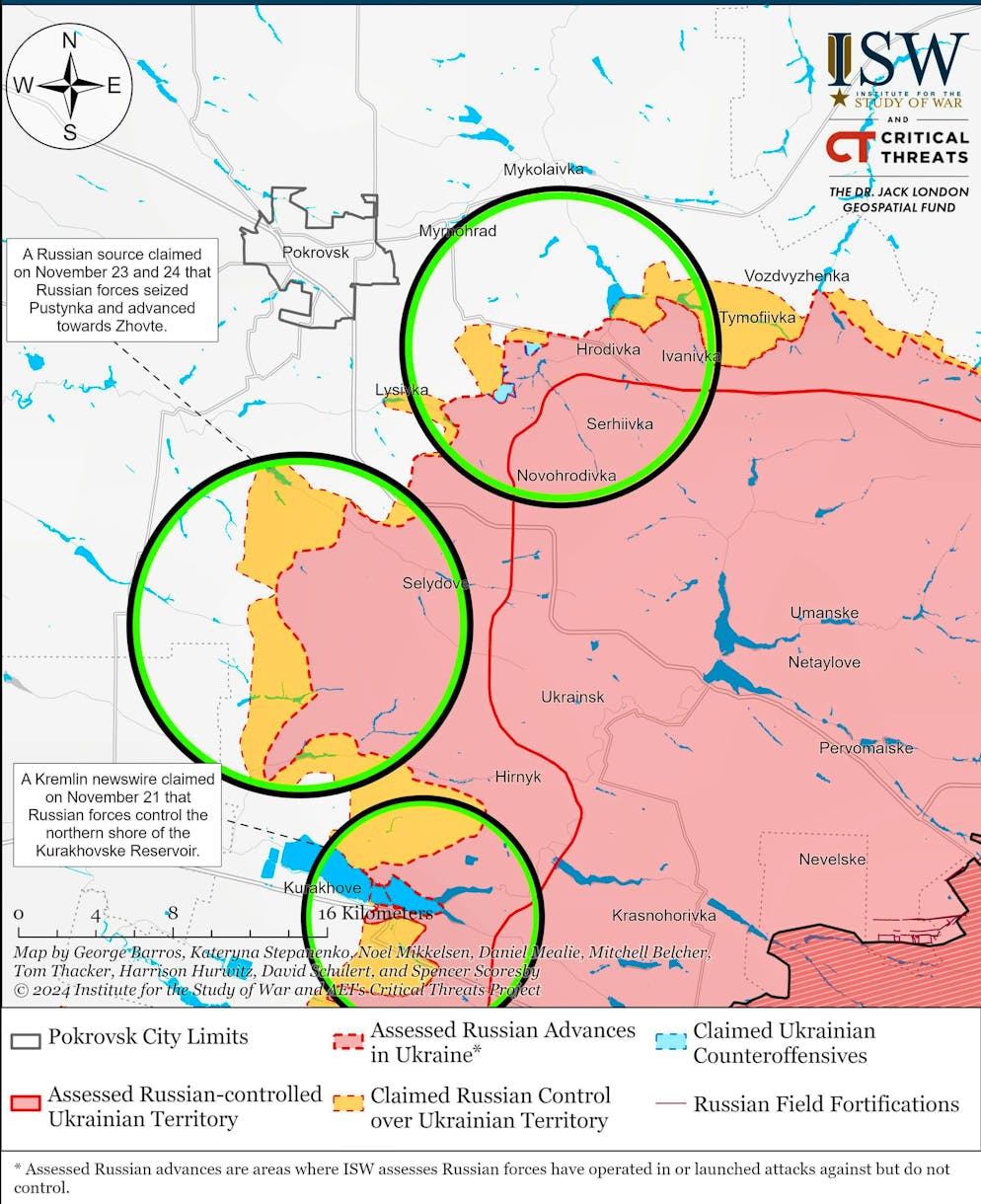 Situation map of eastern Ukraine.