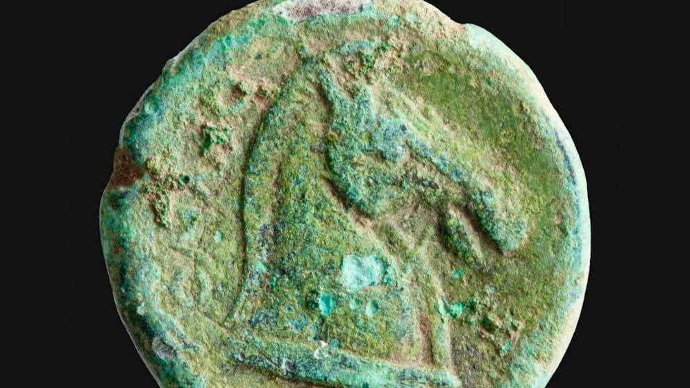 La moneta con la testa di cavallo, di 2300 anni fa, rinvenuta ad Augusta Raurica.
