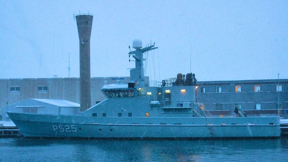 The HDMS Rota alias P525 is moored at the Korsør naval base.